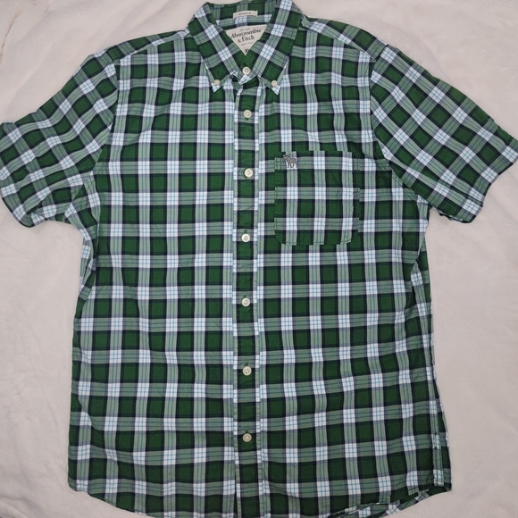 Abercrombie & Fitch Green and Blue Casual Button Down Shirt - Picture 2 of 4